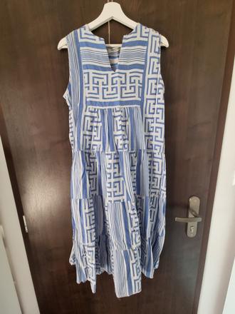 Modro-biele maxi šaty, xl