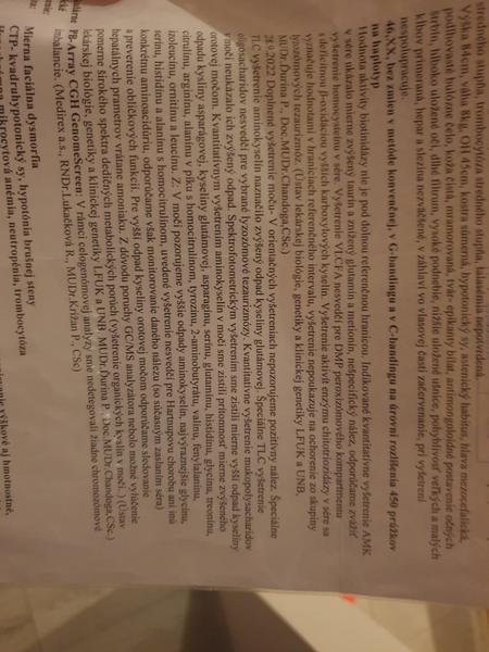 Aminokyseliny v moči 2-ročnej