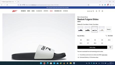 Šľapky reebok bieločierne, reebok,42