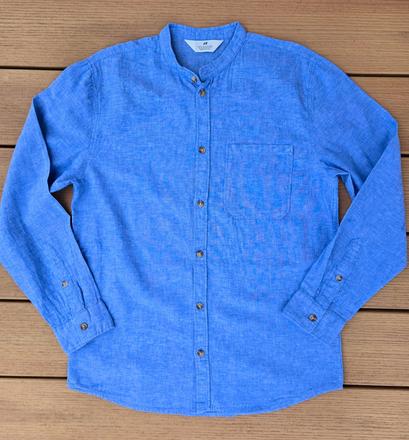 Modrofialvá chlapčenská bavlnená košeľa, h&m,164 / 170
