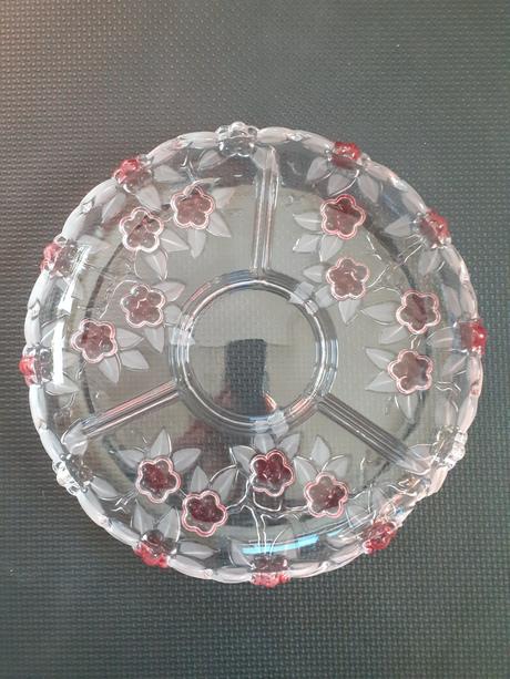 Sklenená stará ozdobná misa kabaret, 