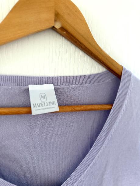 Fialový sveter zo zmesi hodvábu, bavlny a kašmíru, l