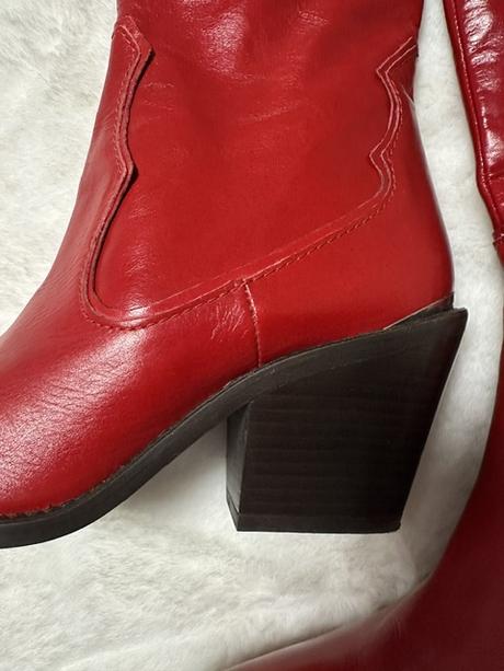 Červené kožené kozačky zn. zara, zara,40