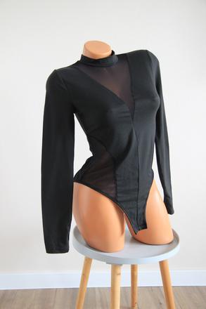 Čierny body top so sieťkou, s, s