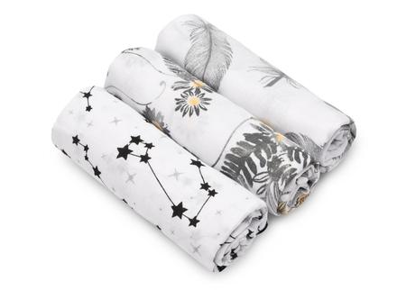 Sensillo mušelínové plienky šedé 70x80 cm, 3ks, 