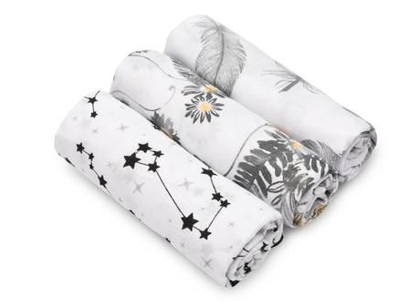 Sensillo mušelínové plienky šedé 70x80 cm, 3ks, 