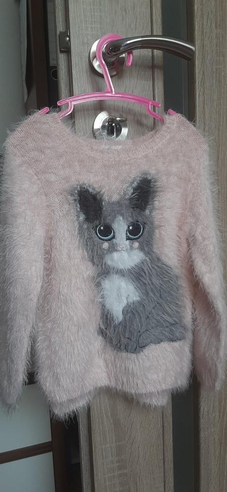 Hunaty svetrik s macickou, h&m,98