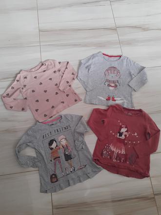 4x detské tričko s dlhým rukávom 110, 110