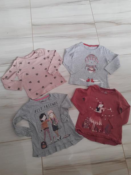 4x detské tričko s dlhým rukávom 110, 110