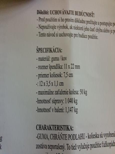 Kolieska na kancelarsku stolicku malatec 4ks,