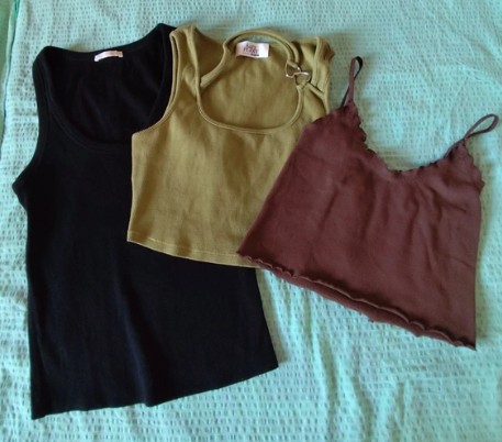 Set troch tielkovych topov, zara, bershka..., zara,m