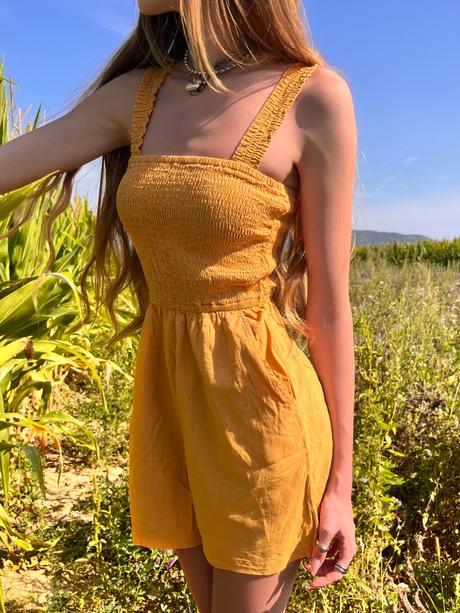 H&m bavlnený overal s riasením a bočnými vreckami, h&m,xs