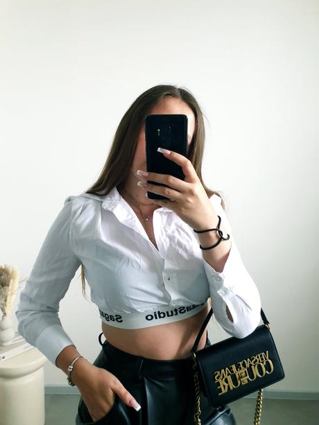 Crop biela košeľa s, s