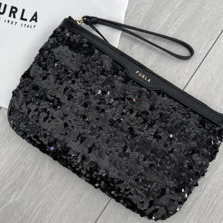 Furla clutch čierna, originál, doklad, furla