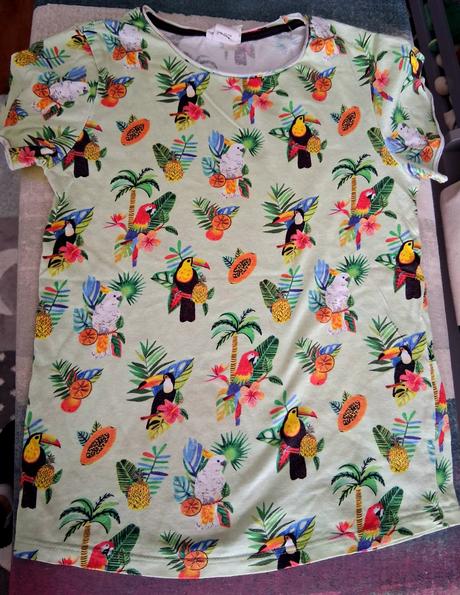 Tričko s tropickym motívom papagajov, h&m,128