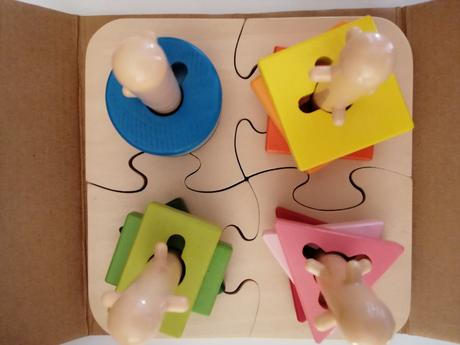 Drevená skladačka puzzle, cvičenie jemnej motoriky, 