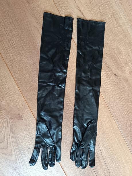 Dlhe cierne rukavice, s