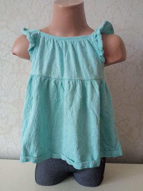 Dievčenská modrá blúzka s krátkym rukávom (6-7r.), f&f,122