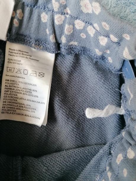 Modré kvietkovane teplaciky, h&m,80
