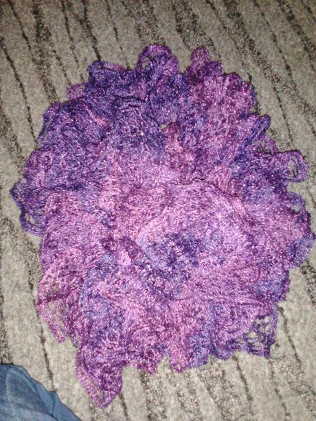 Šál fialový s trblietkami, m