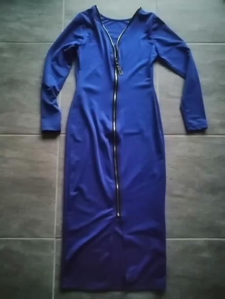 Šaty so zipsom na chrbáte kráľovská modrá, vs-xs, s