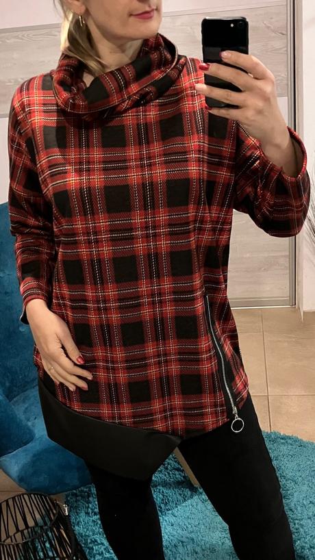 Dámska tunika s koženkou a zipsom, l / m / s / xl