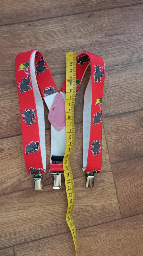 Červené traky so sloníkmi detské 2-6 r.- top stav,