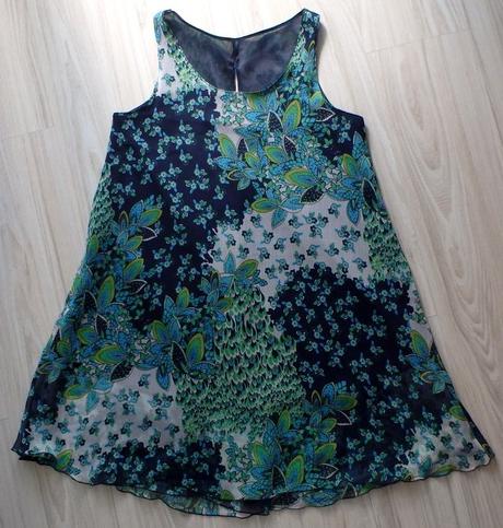 Zeleno modré minišaty, v. l/xl, xl