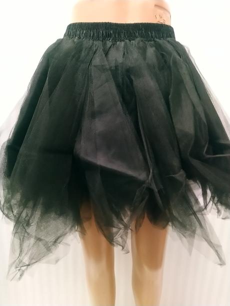 Dámska čierna asymetrická tylová sukňa, xl, xl