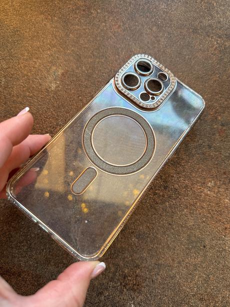 Priehľadný kryt iphone pro max 16 s kamienkami, apple