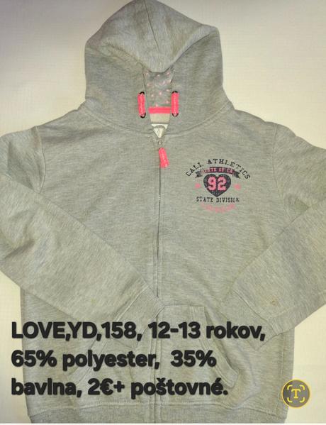 Dievčenská šedá mikina s kapucňou., 158