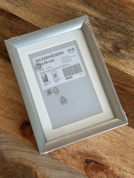 Ikea strieborné rámček 13 krát 18 cm,