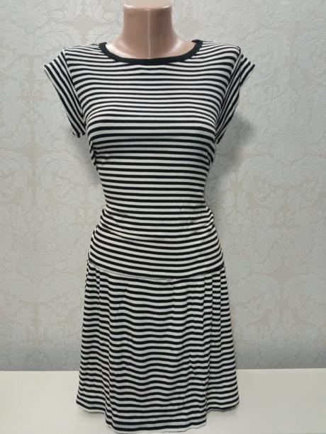 Dievčenské čierno-biele pásikavé šaty (14r.), original marines,164