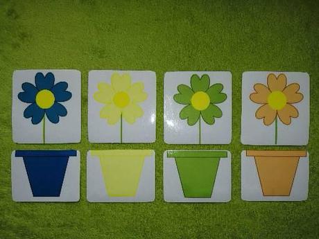 16 ks montessori kartičiek - kvety a kvetináče,