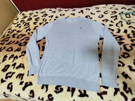 Pánsky tenký šedý pulover zn.hollister veľ. l. sta, hollister,l