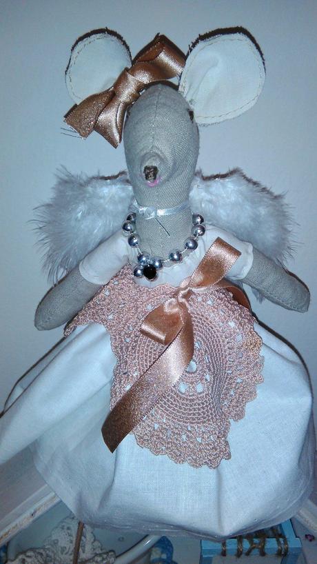 Myška anjelik hračka aj dekorácia, 