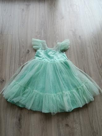 Dievčenské tylové tyrkysové šaty, 128