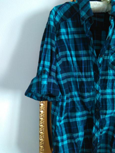 Káro košela roll up rukáv, h&m,36