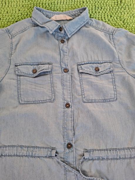 Riflová predĺžená košeľa v.146, h&m,146