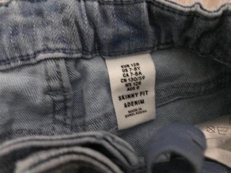 Rifle skinny fit denim 7-8 rokov motýľ, h&m,128