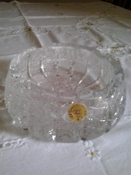 Okrúhly kryštálový popolník bohemia, 