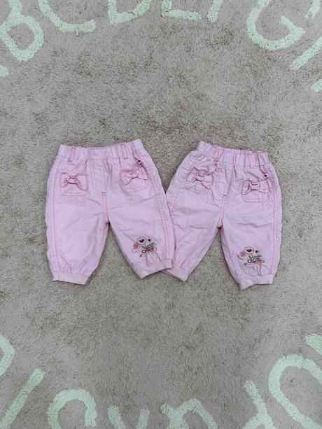 Ružové podšité nohavice s kvietkami, 68