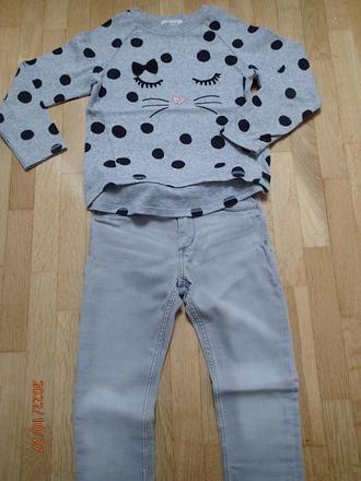 Šedý kompletík hm 122-128, h&m,122