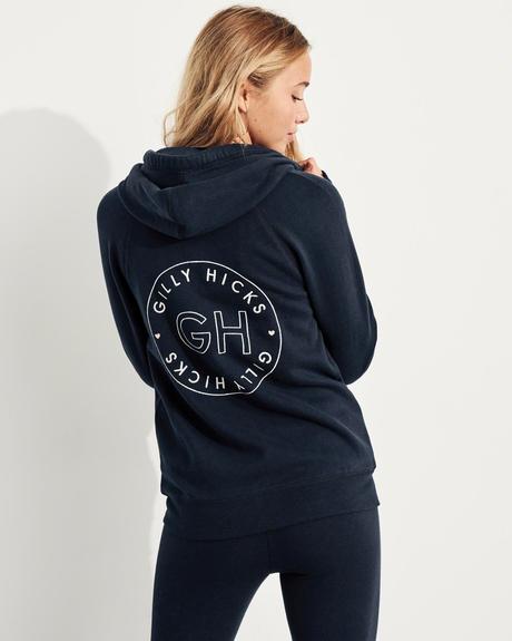 Navy - modra mikinka s kapuckou gilly hicks s, abercrombie&fitch,s