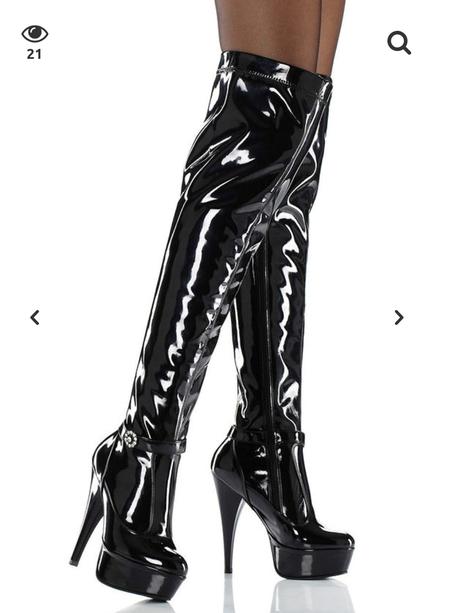 Lakované cizmy na styl latex, 39