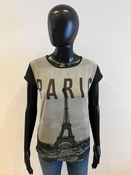 Dámske čierne tričko s potlačou paris (36), gate,s