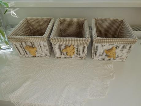Košík prútený 3 kusy, bavlnené vnútro, 
