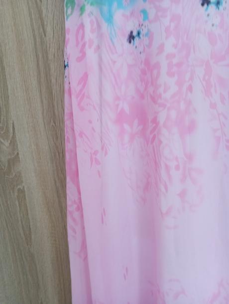 Dámske šaty xl dlhé letné ružové kvety šifón, xl