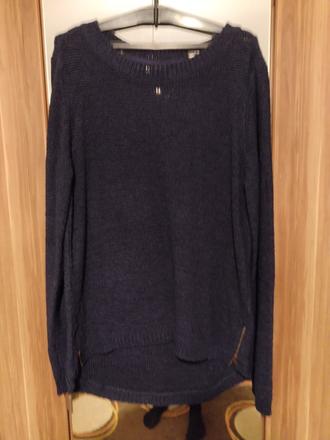 Tmavomodrý pulóver so zipsami, xl