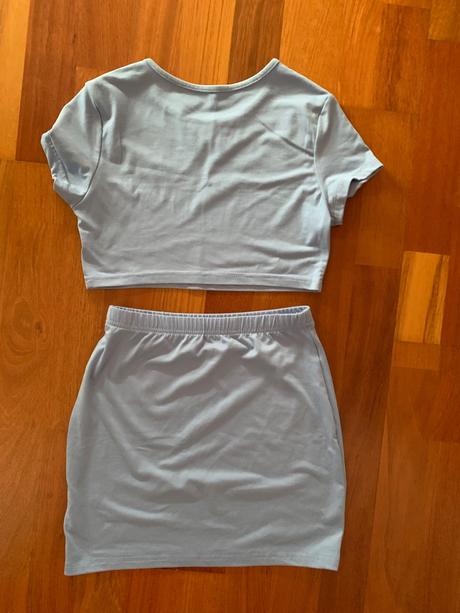 Letný set - mini sukňa & crop top tričko, 152
